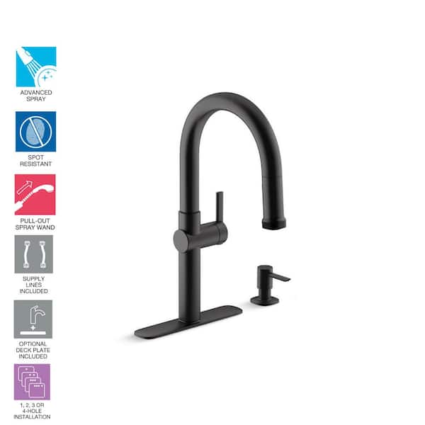 Rune Single-Handle Pull-Down Sprayer Kitchen Faucet in Matte Black