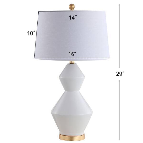 Alba 29 in. White/Gold Leaf Geometric Ceramic/Metal LED Table Lamp