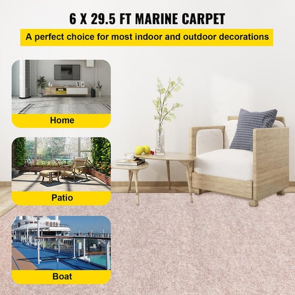 Indoor/Outdoor Area Rug 6 ft. W x 29.5 ft. L Waterproof Cuttable Outdoor Carpet, Light Brown