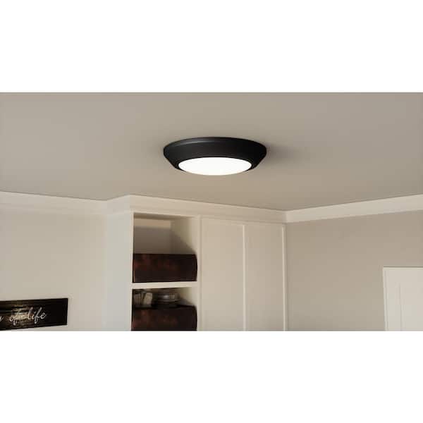 Verge 5.5 in. Earth Black LED Flush Mount with White Acrylic Shade