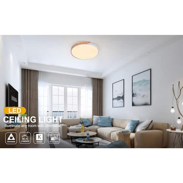 15.74 in. 1-Light White LED Flush Mount Ceiling Light with Acrylic Shade