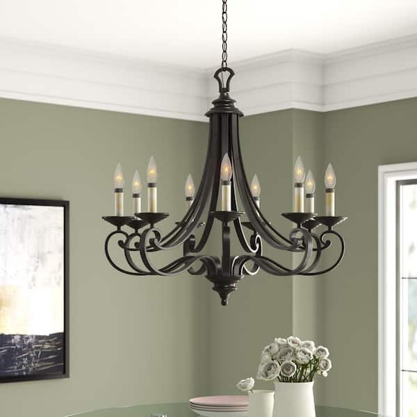 Barcelona 9-Light Hanging Natural Iron Chandelier