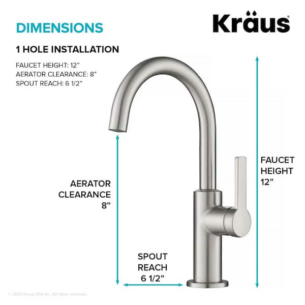 Oletto Single-Handle Kitchen Bar Faucet in Spot Free Stainless Steel