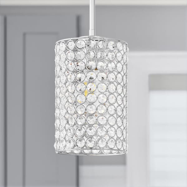2-1/4 in. Fitter Large Crystal Cylinder Pendant Lamp Shade
