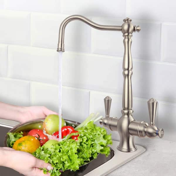 Rialto 2-Handle Instant Hot and Cold Reverse Osmosis Drinking Water Dispenser Faucet in Brushed Nickel