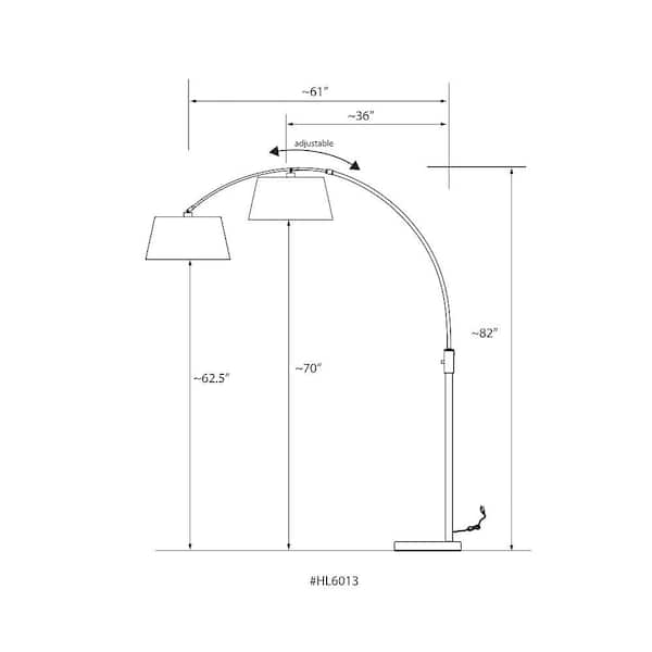 Orbita 82 in. Dark Bronze Furnish LED Dimmable Retractable Arch Floor Lamp, Bulb Included with Drum White Shade