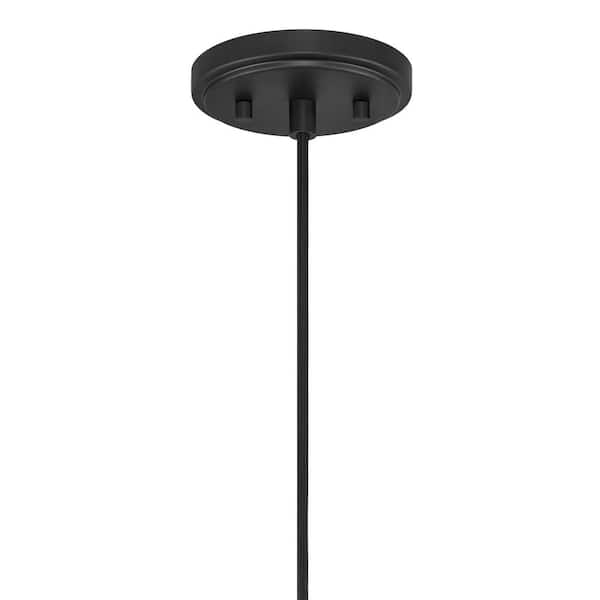 Highler 1-Light Matte Black Pendant with Matte Black Rattan Shade