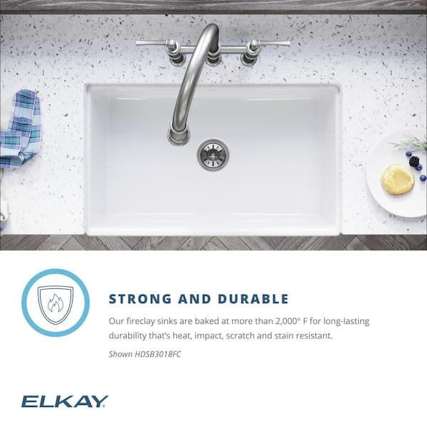 Burnham White Fireclay 30 in. Single Bowl Farmhouse Apron Kitchen Sink