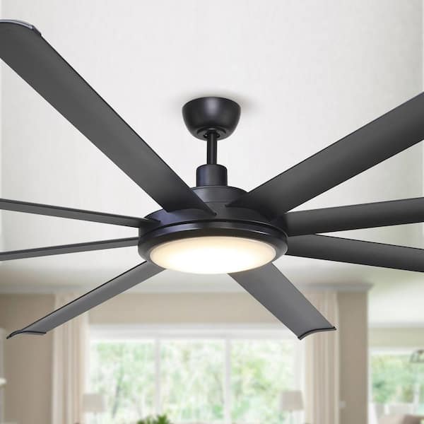 75 in. Integrated LED 8-Blade Matte Black Ceiling Fan with Light and Remote Control