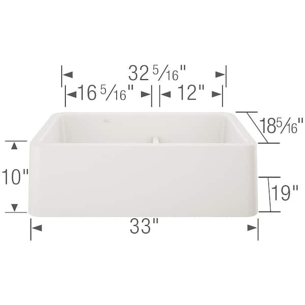 Ikon White Granite 33 in. Double Bowl Farmhouse Apron Kitchen Sink