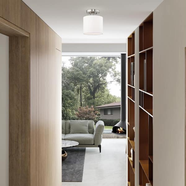 Mercury 1 Light Brushed Nickel Semi Flush Mount