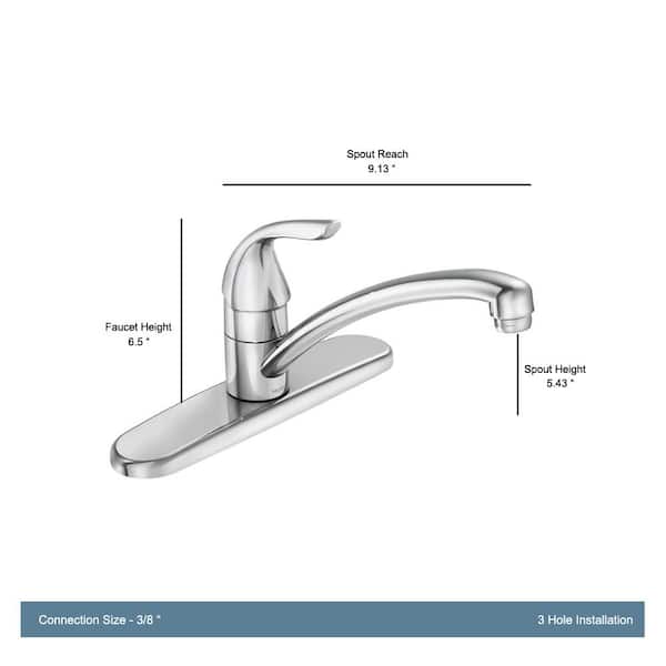 Adler Single-Handle Low Arc Kitchen Faucet in Chrome with Tool Free Install