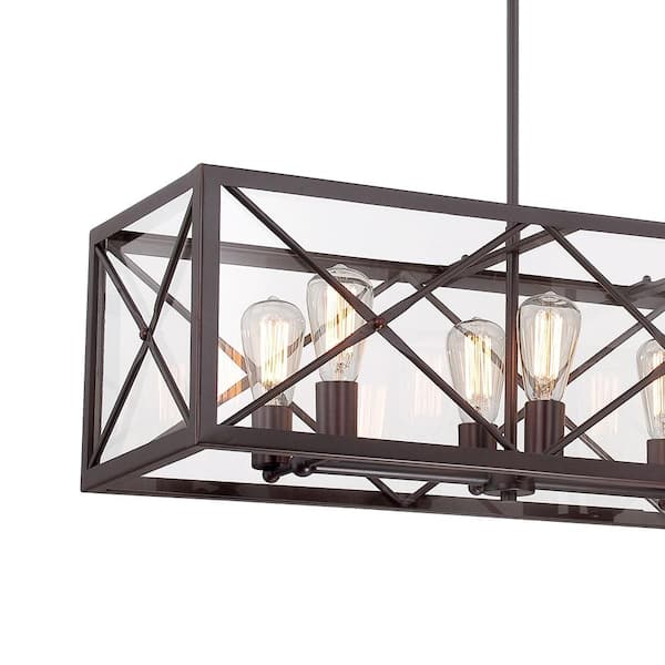 High Line 60-Watt 8-Light Satin Bronze Pendant with Clear Glass Shade