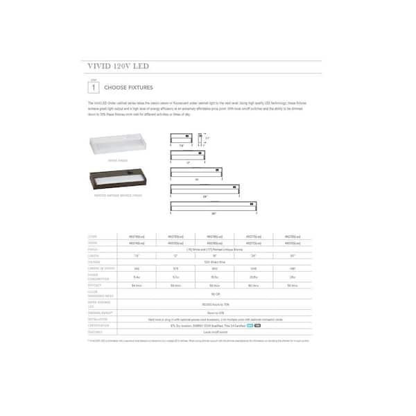 Vivid LED 30 in. LED 2700K White Under Cabinet Light