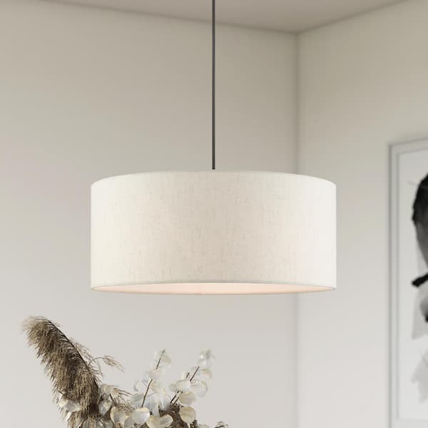 Whitney 3 Light English Bronze Drum Pendant