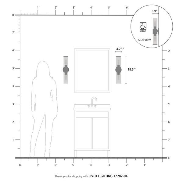 Banca 4.25 in. 2 Light Black Wall Sconce