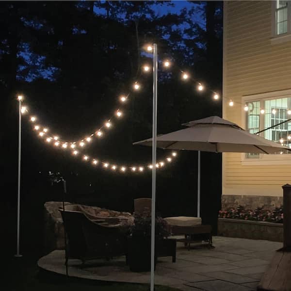 Two 10 ft. White String Light Poles