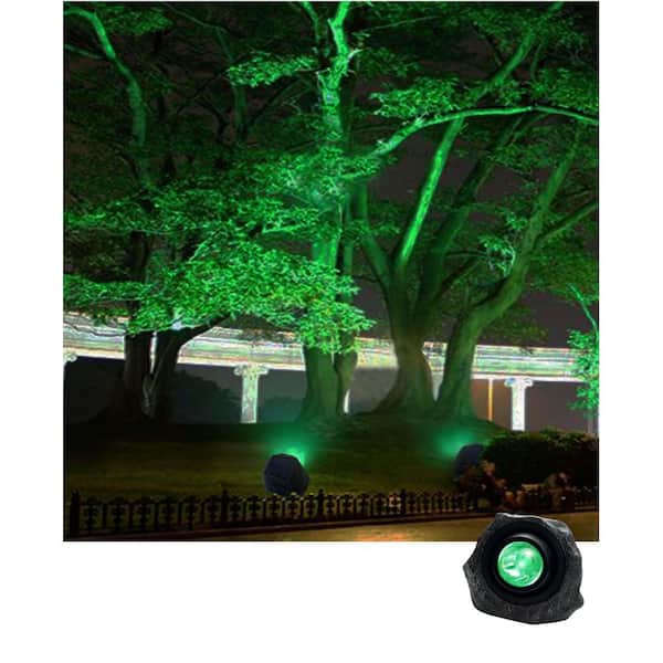 Solar Hand-Painted Integrated LED Grey Rock Spotlight with Green Light Option
