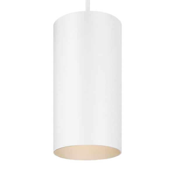 Mini 1-Light White Aluminum Integrated LED Indoor/Outdoor Cylinder Downrod Pendant