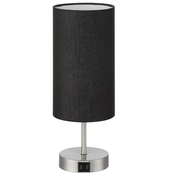 Beguna 15 in. Black Metal Touch Control Table Lamp with 2 USB Ports