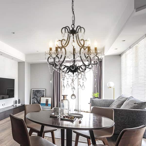 Atlanta 5 -Light Candle Style Classic/Traditional Chandelier with Crysta Accents