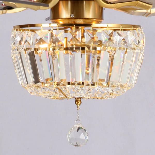 Shena 52 in. Downrod 5-Blade Gold Ceiling Fan with Remote Control and Light Kit