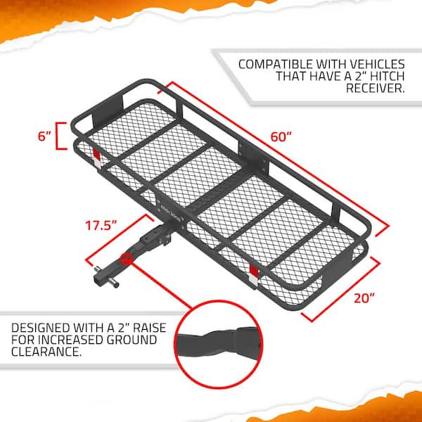 500 lbs. Capacity Hitch Mount Cargo Carrier Set with Net, Basket, Straps, Foldable Shank and 2 in. Raise