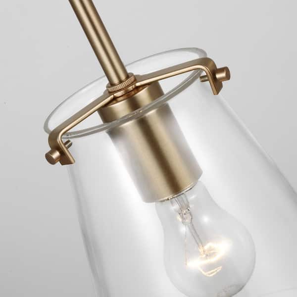 Blaine 1-Light Satin Brass Hanging Pendant with Clear Glass Shade