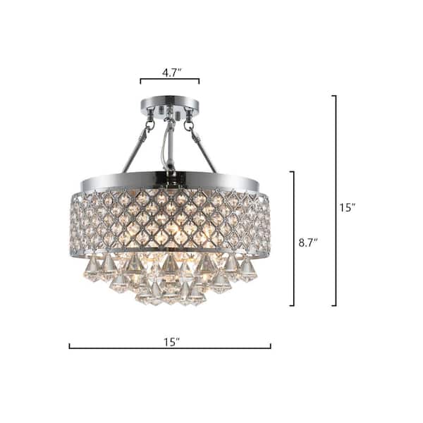 Jackson 15 in. 4-Light Semi-Flush Mount with Crystal