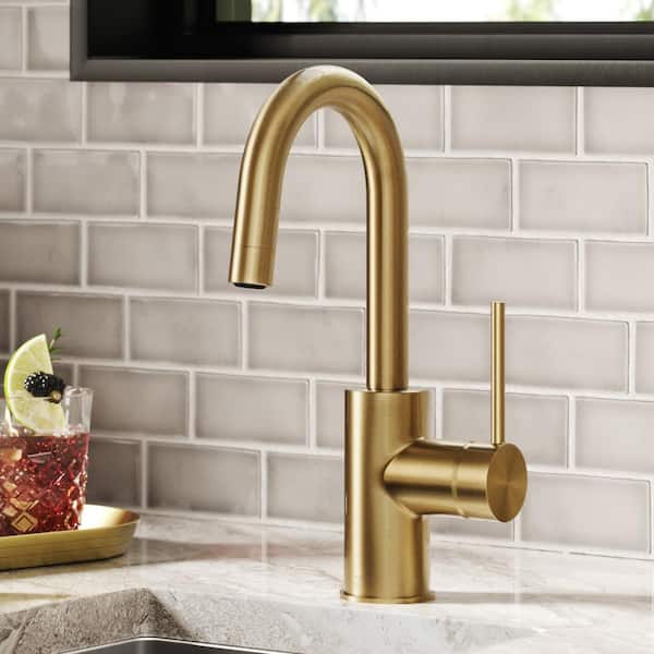 Oletto Single Handle Kitchen Bar Faucet in Spot Free Antique Champagne Bronze