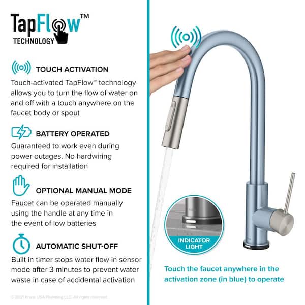 Oletto Single Handle Touch Pull Down Sprayer Kitchen Faucet in Spot Free Stainless Steel