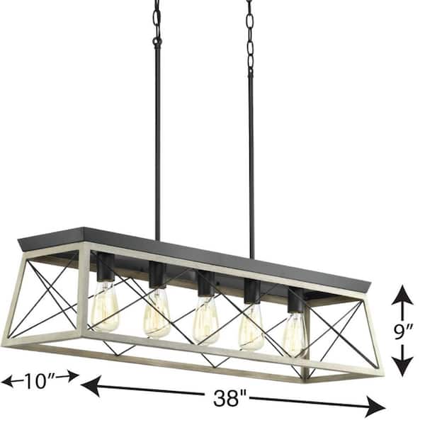 Briarwood Collection 5-Light Graphite Farmhouse Linear Island Chandelier Light