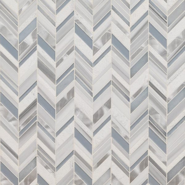 Harlow Chevron 11.55 in. x 12.48 in. Mixed Multi-Surface Mesh-Mounted Mosaic Tile (10 sq. ft./Case)
