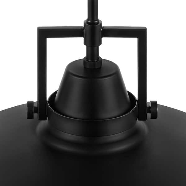 Wilhelm 16 in. 1-Light Black Industrial Farmhouse Pendant Light Fixture with Metal Shade