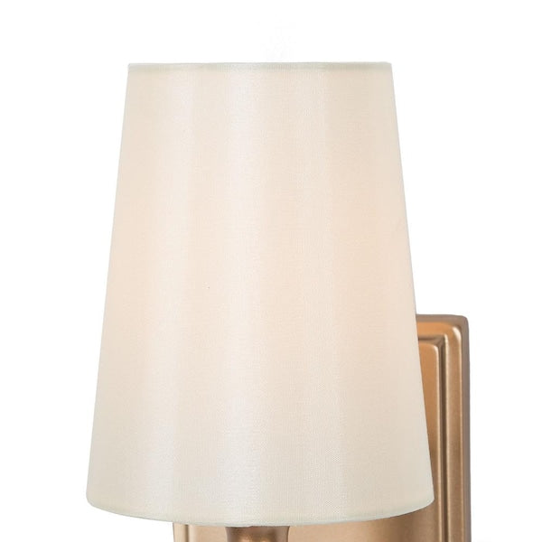 Modern Classic 1-Light Gold Wall Sconce Powder Room Bathroom Vanity Light with Bell Fabric Shade