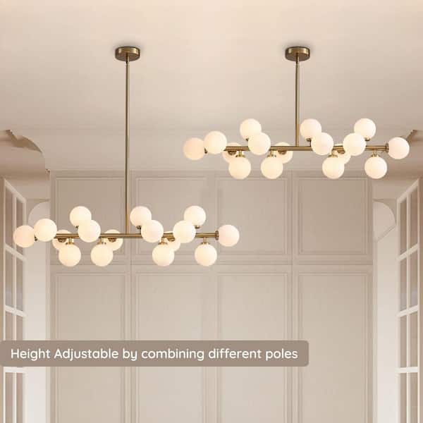 16-Light Brass Globe Sputnik Dining Room Chandelier Mid Century Kitchen Pendant Light