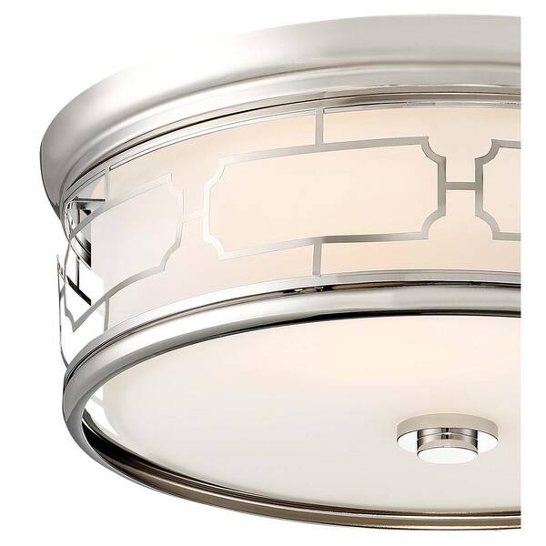 100-Watt Equivalence 16 in. Polished Nickel Integrated LED Flushmount