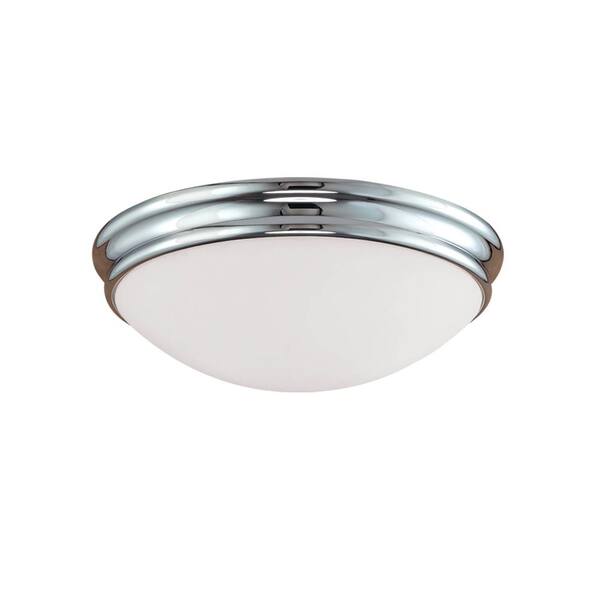 3-Light 14 in. Chrome Flushmount
