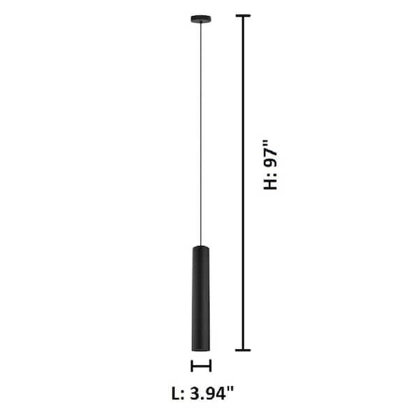 Tortoreto 3.94 in. W x 23.62 in. H 1-Light Matte Black Mini Pendant with Cylinder Metal Shade