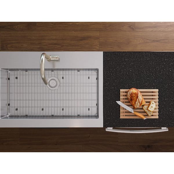 Home Kitchen 16 Gauge Stainless Steel 36 in. Single Bowl Standard Drop-In Kitchen Sink with Bottom Grid