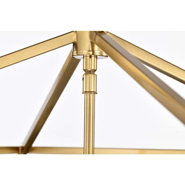 Renzo 4-Light 16 in. Gold Caged Lantern Modern Pendant