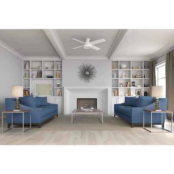Dempsey 52 in. Low Profile No Light Indoor Fresh White Ceiling Fan with Remote