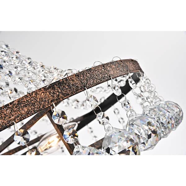 Clarus 7-Light Antique Copper Glam Empire Chandelier with Clear Glass Hanging Crystals