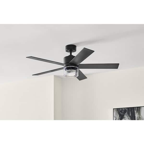 Crysalis 52 in. Integrated CCT LED with Bubble Glass Indoor Matte Black Ceiling Fan with Remote Control