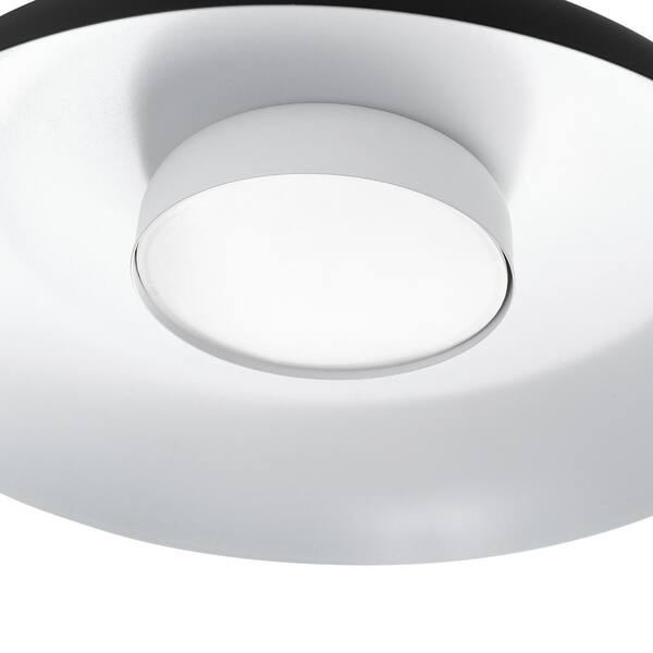 12.5 in. 21-Watt Modern Matte Black Integrated LED Flush Mount Ceiling Light with Black Metal Shade