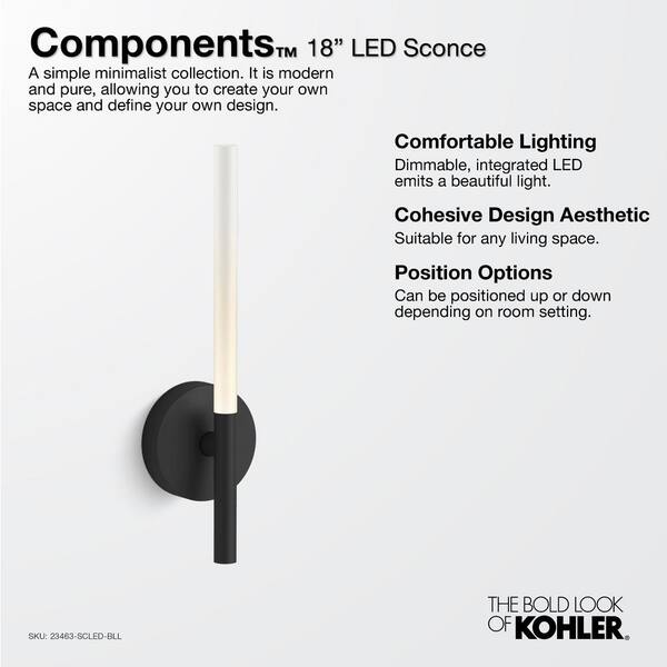 Components 1-Light Polished Chrome LED Wall Sconce