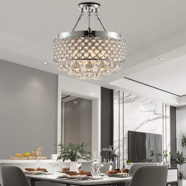 Jackson 15 in. 4-Light Semi-Flush Mount with Crystal