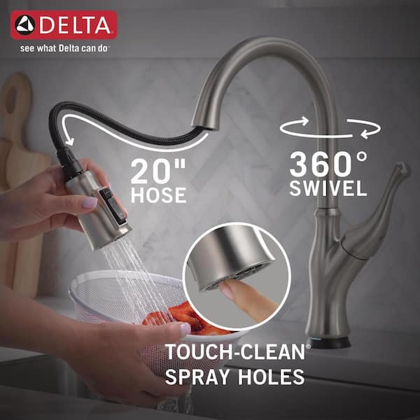 Ophelia Single Handle Touch-On Pull Down Sprayer Kitchen Faucet with Touch2O Technology in Stainless Steel
