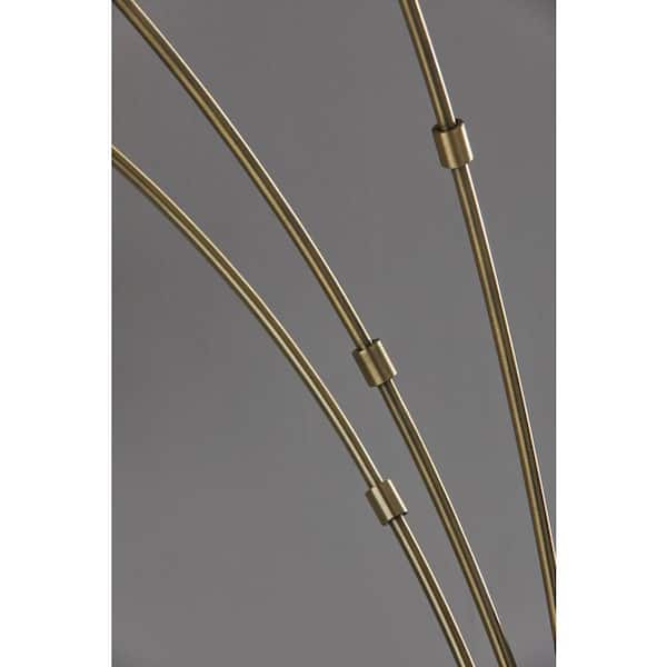 Bergen 82 in. Black and Antique Brass 3-Arm Arc Lamp