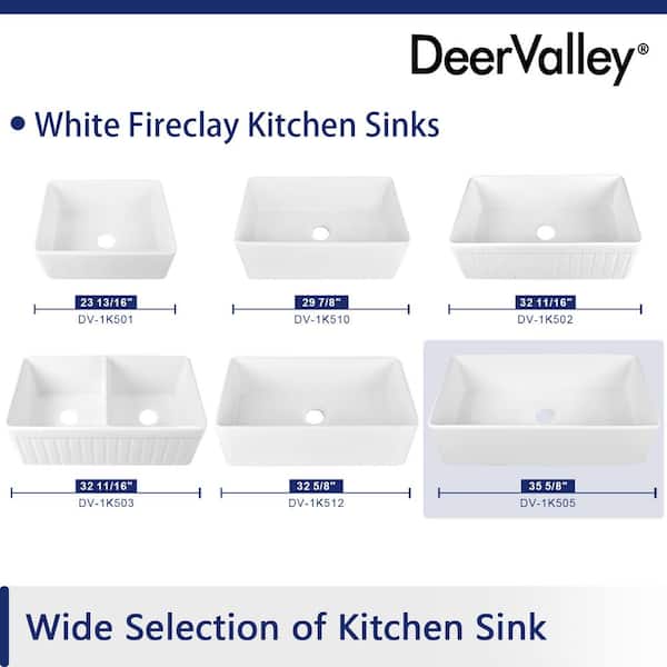 Grove White Fireclay 36 in. L x 18 in. W Rectangular Single Bowl Farmhouse Apron Kitchen Sink with Grid and Strainer